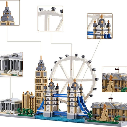 Architecture Series Mini Bricks for Adults and Teens, London Skyline Collection 3430 PCS,Micro Mini Blocks Set Model Kit,Landmark Model
