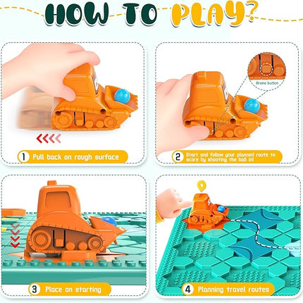 STEM Logic Road Builder Toys: Board Games Toys for 5 Year Old Kids Montessori Brain Teaser Puzzles Educational Learning Activities Toy for Kid Ages 3 4 6-8 12 Boys Girls Gifts (Blue, 50PCS)