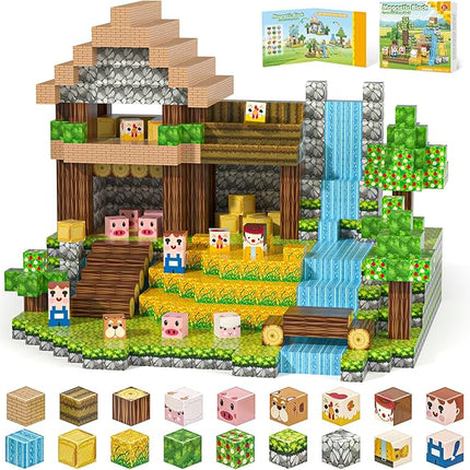 Magnetic Blocks, Magnetic Building Blocks 100pcs Gryxpox-STEM Toys for Kids Ages 3+, Magnet Tiles with Forest Animals Blocks Set, Educational Sensory Toys for Toddlers, Boys & Girls–Creative Game Gift