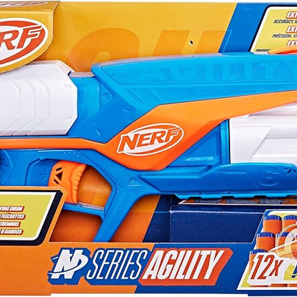 Nerf N Series Agility Blaster, 12 N1 Darts Compatible Only N Series Blasters, 6 Dart Drum, Kids Outdoor Games
