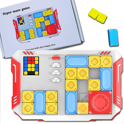 Super Slide Puzzle: Over 500 High-Level IQ Challenges, Exciting Educational Brain Teaser for Kids & Teens, Quality-Made, Great Travel & Gift Option (White/Red)