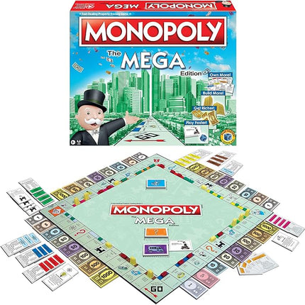 Monopoly The Mega Edition by Winning Moves Games USA, a Bigger and Faster Version of Monopoly with The Speed Die for 2 to 8 Players, Ages 8 and up (1104)