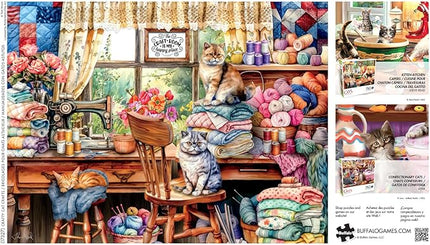 Buffalo Games - Tom Wood - Crafty Cat Crafts - 750 Piece Jigsaw Puzzle for Adults -Challenging Puzzle Perfect for Game Nights - Finished Size is 24.00 x 18.00