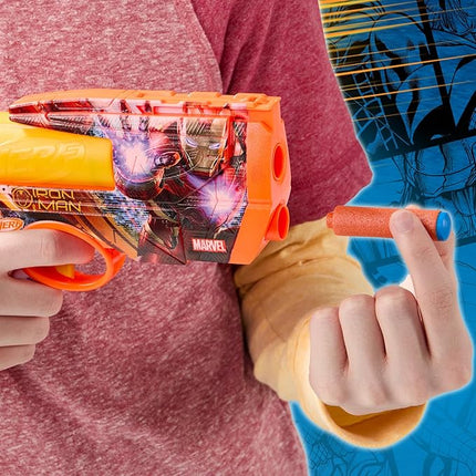 Nerf Marvel Iron Man Dart Blaster | 4 Nerf N1 Foam Darts | Iron Man-Inspired Blaster Skin Designs | Kids Gifts |Outdoor Toys & Games for Ages 8+ (Amazon Exclusive)