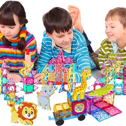 Jasonwell Magnetic Tiles Kids Magnetic Blocks 110PCS Building Sets 3D Magnet Tile Building Blocks Toy Construction Educational STEM Toys Gifts for Toddlers Boys Girls 3 4 5 6 7 8 9 10 + Year Old