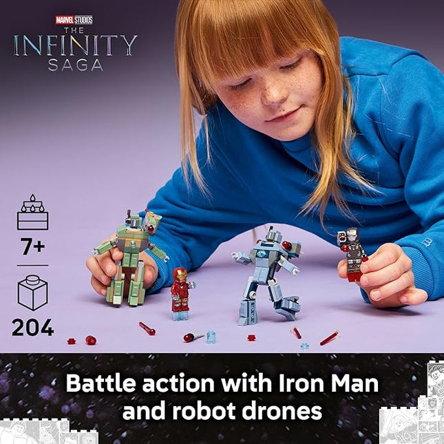 LEGO Marvel Iron Man & War Machine vs. Hammer Drones Building Toy - Pretend Play Set W/ 2 Toy Minifigures - Kids Building Blocks for Boys & Girls, Ages 7+ - Gift Idea for Birthdays - 76320