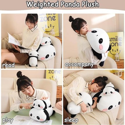 SQEQE Weighted Panda Plush, Weighted Panda Stuffed Animal, Cute Plushies Soft Bear Pillow Toy Gift for Kids Adults 23.6 Inch, 3.1 Lbs