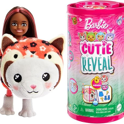 Barbie Cutie Reveal Chelsea Doll & Accessories, Animal Plush Costume & 6 Surprises Including Color Change, Kitten as Red Panda