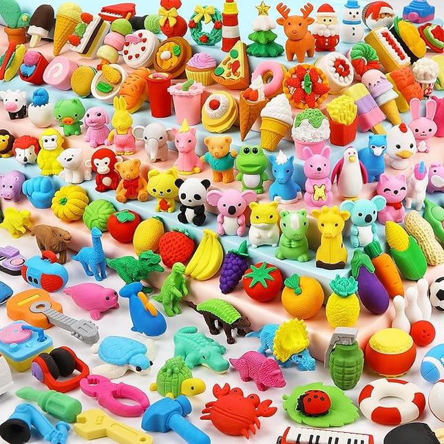 150 Pack Animal Pencil Erasers for Kids Bulk Desk Pet Toy 3D Mini Puzzle Erasers Take Apart Erasers Treasure Box Toys Game Prize Party Favors Gift Classroom Prize Reward Back to School Supplies