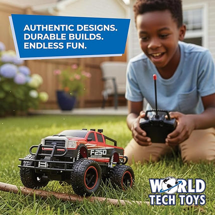 World Tech Toys Ford F-250 Super Duty 1:24 RC Monster Truck – Electric Powered – All-Terrain Tires – Full Function Radio Control