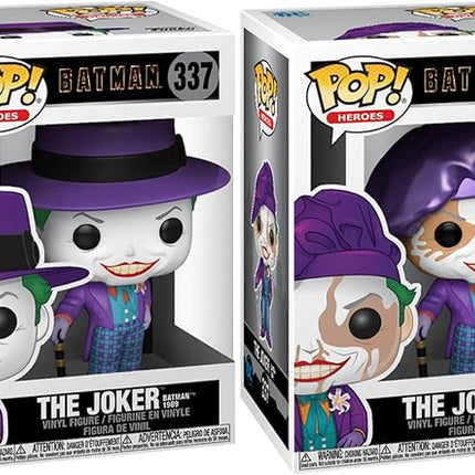 Funko Pop! DC Heros: Batman (1989) – The Joker with Hat #337 Common & Chase 2-Pack Bundle #337