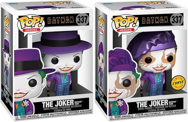 Funko Pop! DC Heros: Batman (1989) – The Joker with Hat #337 Common & Chase 2-Pack Bundle #337