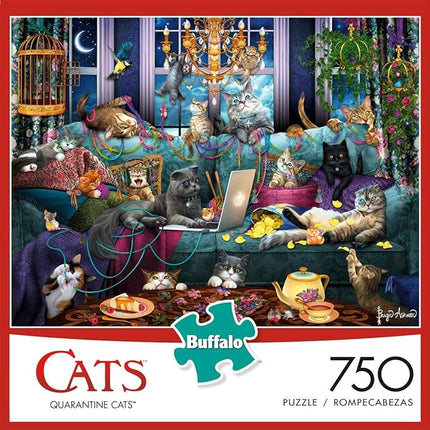 Buffalo Games - Brigid Ashwood - Quarantine Cats - 750 Piece Jigsaw Puzzle For Adults -Challenging Puzzle Perfect for Game Nights - Finished Size is 24.00 x 18.00