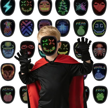 Led Mask with Gesture Sensing,Light up mask for Kids/Men/Women LED Halloween Mask for Costume Cosplay Party
