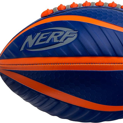 Nerf Spiral Grip Footballs - Patented Spacelace for Ultimate Spirals - Machine Stitched Construction - Pump Included - Junior or Mini - Blue/Orange or Green/Black
