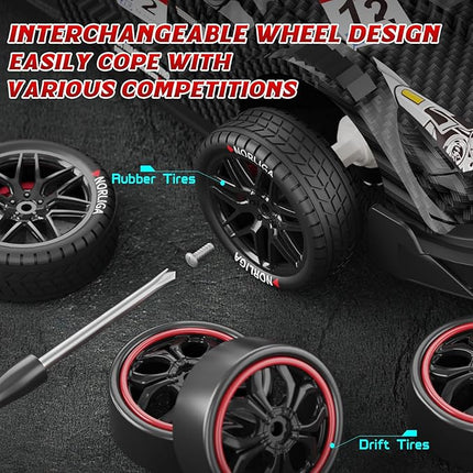 Remote Control Car RC Drift Car 1:16 Scale 4WD RC Vehicle with LED Lights 2.4GHz 30km/h RTR High Speed Racing Sport Toy for Adults Boys Girls Kids Gift 2Pcs Rechargeable Battery