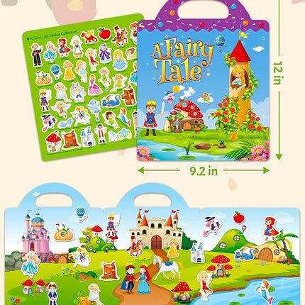 Benresive Reusable Sticker Book for Toddlers 2-4 Years, Fun Travel Stickers for Kids, Waterproof Sticker Books for Toddlers 1-3, Crafts Activities for Todddlers 1-3 2-4 3-5 - Fairy