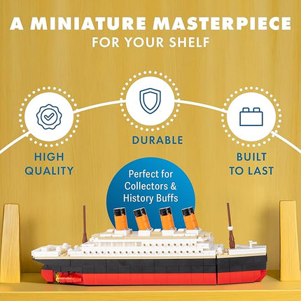 Brick Loot Titanic Micro Building Blocks Set – 390-Piece DIY Ship Model Kit, Mini Bricks for Adults & Kids, 3D Puzzle STEM Toy, Collectible Display, Gift for Ship Lovers & Puzzle Fans (Large)