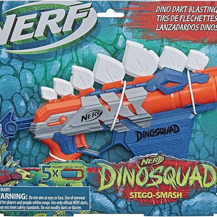 Nerf DinoSquad Stego-Smash Dart Blaster, 5 Nerf Elite Darts, Kids Outdoor Toys, Dinosaur Toys for 8 Year Old Boys and Girls and Up, Stegosaurus Dinosaur Design