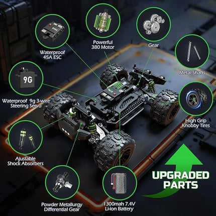 Remote Control Car RC Cars Truck for Adults Boys Age 8-12 Kids, 36KMH 1:18, All Terrain 4X4 High Speed Fast Off-Road Electric Vehicle,Full Proportional Synchronous Control System 2.4GHz