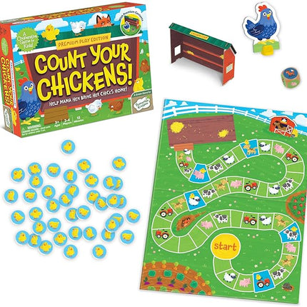 Peaceable Kingdom Count Your Chickens Award Winning Cooperative Counting Game for 2 to 4 Kids Ages 3+ - Premium Play Edition