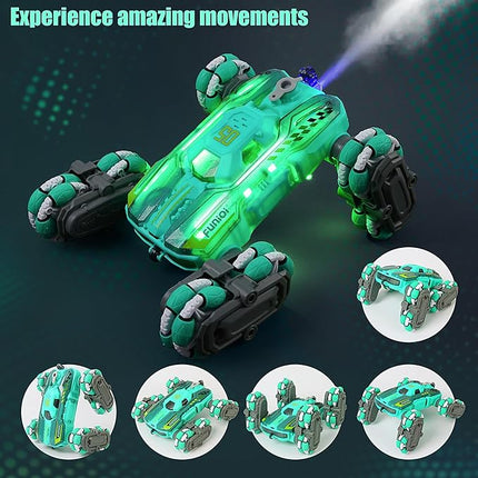 Cool 8WD RC Stunt Car for Kids Ages 6 7 8-12 13 14 Year Old - Remote & Gesture Hand-Controlled Toy with Lights & Music, Rotating Drift Car for Boys, 2.4Ghz