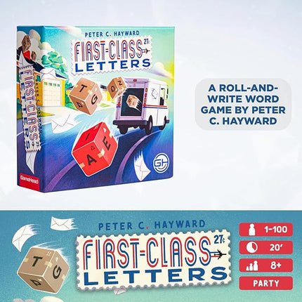 GameHead First-Class Letters, Roll & Write Word Game for Families and Parties, Ages 8+, 1-100 Players, Fast Paced 20 Minute Play Time, Fun and Travel Friendly
