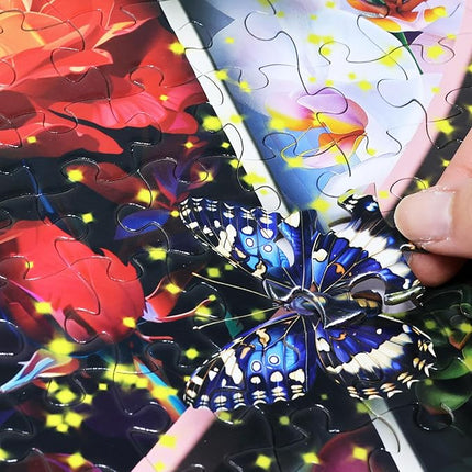 Think2Master Colorful Flowers Succulents & Butterflies 500 Pieces Large Format Jigsaw Puzzle for Kids 12+, Teens, Adults & Families. Beautiful Vibrant Heart Valentine's Day Illustration 26.8” X 18.9”