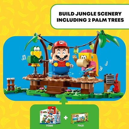 LEGO Super Mario Dixie Kong’s Jungle Jam Expansion Set 71421, Super Mario Gift Set for Boys and Girls Ages 7-9, Buildable Toy Game Featuring 2 Brick Built Super Mario Figures with Musical Accessories