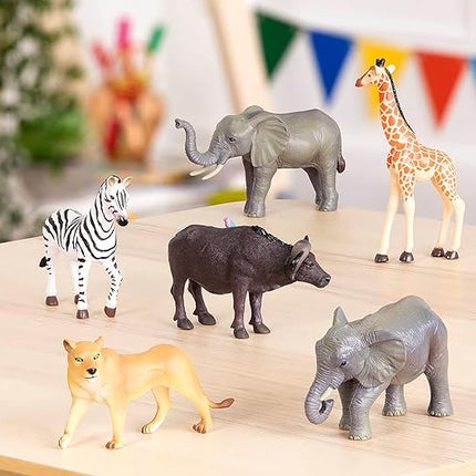 Terra by Battat – 6 Pieces Wild Animal Figurines Set – Realistic Elephant, Lion, Zebra, Giraffe, Water Buffalo Toy Animals for Toddlers and Kids – Collectible Safari Animal Toys for 3+ Years