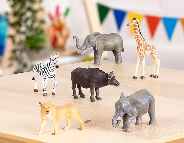 Terra by Battat – 6 Pieces Wild Animal Figurines Set – Realistic Elephant, Lion, Zebra, Giraffe, Water Buffalo Toy Animals for Toddlers and Kids – Collectible Safari Animal Toys for 3+ Years