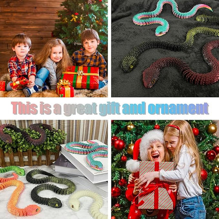 24 inch 3D Printed Animals-Snake Viper,3D Printed Snake Toys 3D Printed Articulated Snake Animal Model Ornaments Creative Funny Toy Festival Gift for Frends (Luminous Rainbow, 24 Inch)