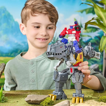 Transformers Cyberworld Grimlock Chomp & Battle 9-Inch Action Figure, Quick Change to Dino Mode, Robot Toys for Boys & Girls 6+ Years