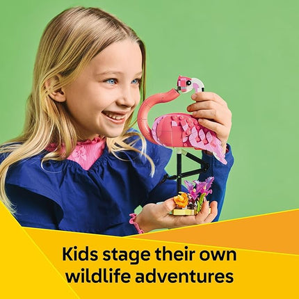 LEGO Creator 3 in 1 Wild Animals: Pink Flamingo Animal Building Toy - Includes 3 Building Options, Pink Flamingo, Cockatoo, or Axolotl - Learning Toy for Kids, Girls, and Boys, Ages 8+ - 31170