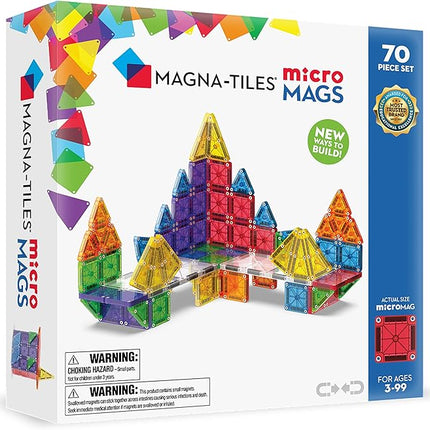 MAGNA-TILES microMAGS 70-Piece Deluxe Magnetic Construction Set, The Original Magnetic Building Brand