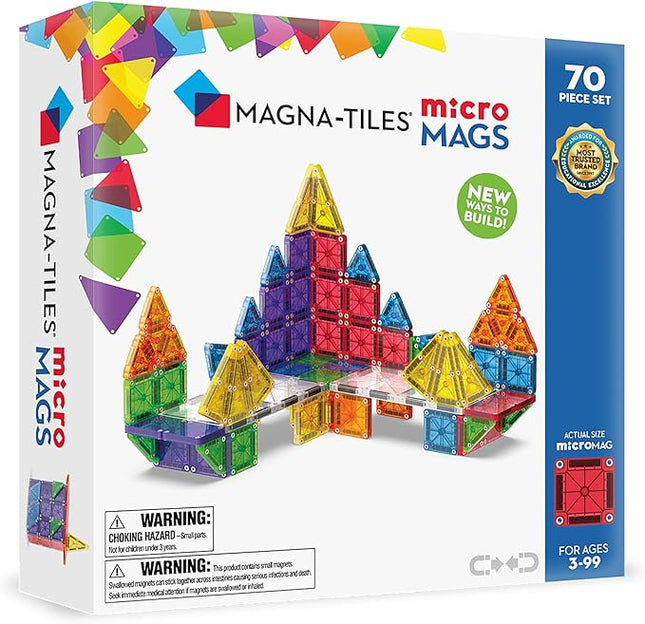 MAGNA-TILES microMAGS 70-Piece Deluxe Magnetic Construction Set, The Original Magnetic Building Brand