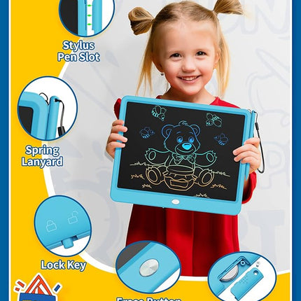 TEKFUN Large Screen 12inch LCD Writing Tablet with Anti-Lost Stylus, Erasable Doodle Board No Mess Drawing Pad, Car Trip Travel Toys for Kids, Birthday Gift for 3 4 5 6 7 Girls Boys