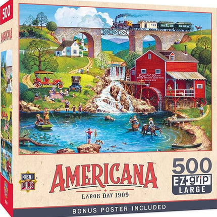 MasterPieces - 500 Piece Jigsaw Puzzle, Large EZ Grip Shapes, Labor Day, Fun for Adults, Seniors, Family, Kids, 19.25" x 26.75"