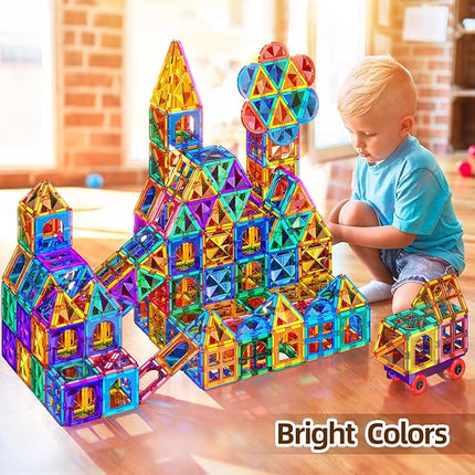 80 PCS Magnetism Blocks Tiles for Kids Ages 3 4 5 6 7 8+, Building Set for Toddlers 3-5 4-8, Stacking Blocks, Educational Construction Toy for Boys and Girls, Creative Play Birthday Gifts 2-4
