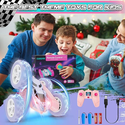 cosone Remote Control Car RC Cars for Kids Toys Rechargeable 360° Rotating 2.4Ghz RC Stunt Car for Kids Birthday Gift for 6 Years Old Girls Toys 6 7 8 9 10 Years Old Girl Gift Ideas (Pink&Purple)