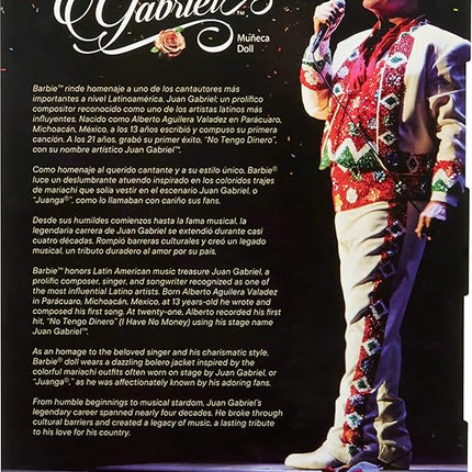 Barbie Signature Doll, Juan Gabriel Collectible in Chic Black and Gold Suit with Cropped Jacket and Golden Accessories