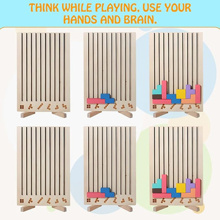 Wooden Stacking Puzzle Colorful 3D Versatile Russian Blocks for Toddlers 3-6 Years,Brain Teasers Toy Board Game Toys, Montessori Toys for 3 4 5 Year Old,Christmas Birthday Gift for Boys and Girls