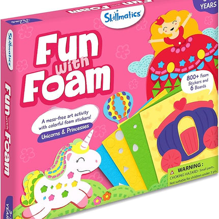 Skillmatics Foam Sticker Art Activity - Unicorns & Princesses, Mess-Free Fun for Kids, 800+ 3D Foam Stickers, DIY Felt Craft Kits, Gifts for Girls & Boys Ages 3, 4, 5, 6, 7