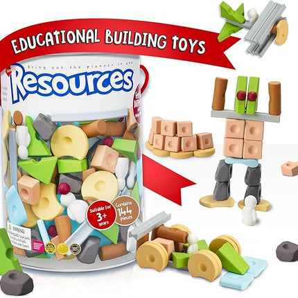 Taksa Toys Nature-Inspired Unique Reggio Emilia Learning Toys, Preschool Resources for Fine Motor Skills, Educational Building Blocks for Kids, Montessori Toys for 4 5 6 7+ Ages, Expert Pack 144 Pcs