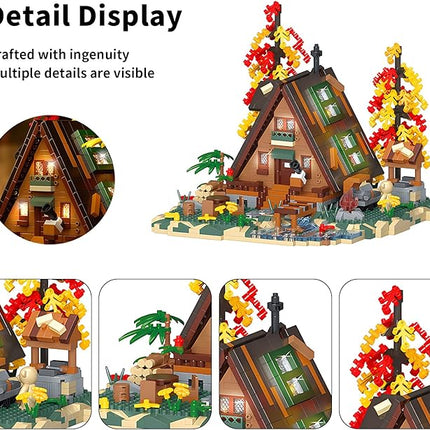 Flowers Wood Frame Cabin Building Blocks Set, Cherry Blossom Bonsai Treehouse Architecture Micro Mini Block Kits Gift for Adults and Kids（2151 Pieces）