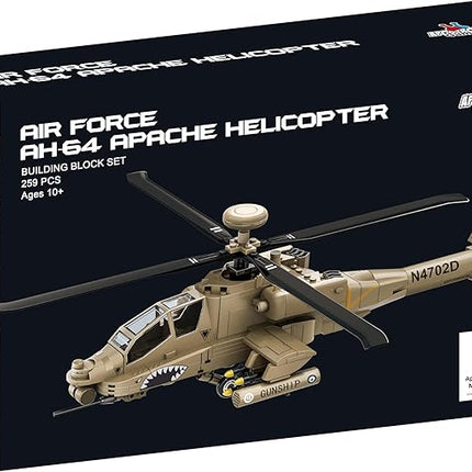 Apostrophe Games AH-64 Apache Helicopter Building Block Set – 259 Pieces - Air Force Plane, Ages 10+