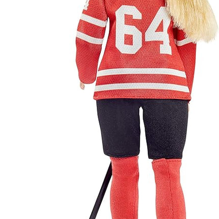 Tim Hortons Barbie Doll (12-inch Curvy) Collectible Wearing Hockey Uniform, with Stand and Certificate of Authenticity, for 6 Years and Up, Red