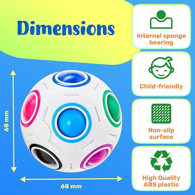 CUBIDI® Original Rainbow Puzzle Ball I Brain Teasers for Kids Ages 6-10 I for Boys and Girls 6+ Years I Travel Toy for Children | Fidget Ball Magic Ball