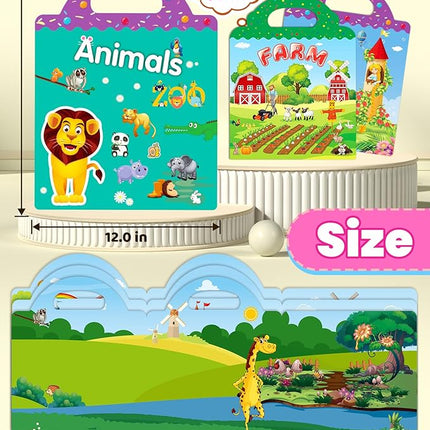 Reusable Sticker Book for Toddlers 2-4 Years, Stickers for Kids, Toddler Sticker Book Ages 1-3, Toddler Craft Activities, Toddlers Travel Toys Ages 2+ Boy Girl Birthday Gifts