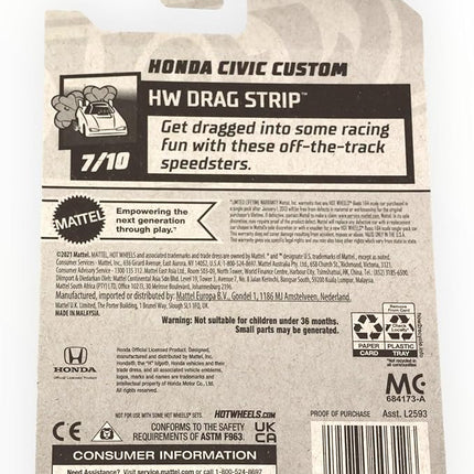 Hot Wheels Honda Civic Custom, HW Drag Strip 7/10 [white] 172/250
